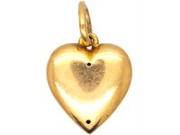 Edwardian 15ct Gold Heart Pendant set with Natural Split Pearls & a Ruby