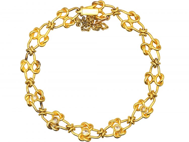 Edwardian 18ct Gold Knot Bracelet set with Diamonds