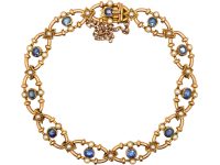 Edwardian 15ct Gold Bracelet set with Sapphires & Natural Split Pearls