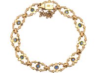 Edwardian 15ct Gold Bracelet set with Sapphires & Natural Split Pearls