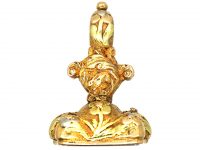 Georgian Three Colour Gold Seal with Bird Motif & Chalcedony Base Engraved with Sarah