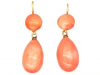 Victorian 15ct Gold & Coral Drop Earrings