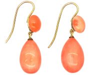 Victorian 15ct Gold & Coral Drop Earrings