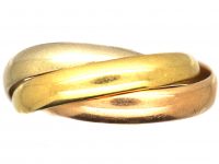 Vintage Les Must de Cartier Three Colour Gold Trinity Ring