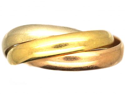 Vintage Les Must de Cartier Three Colour Gold Trinity Ring