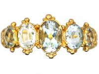 Early Victorian 15ct Gold Five Stone Aquamarine Ring