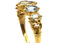 Early Victorian 15ct Gold Five Stone Aquamarine Ring