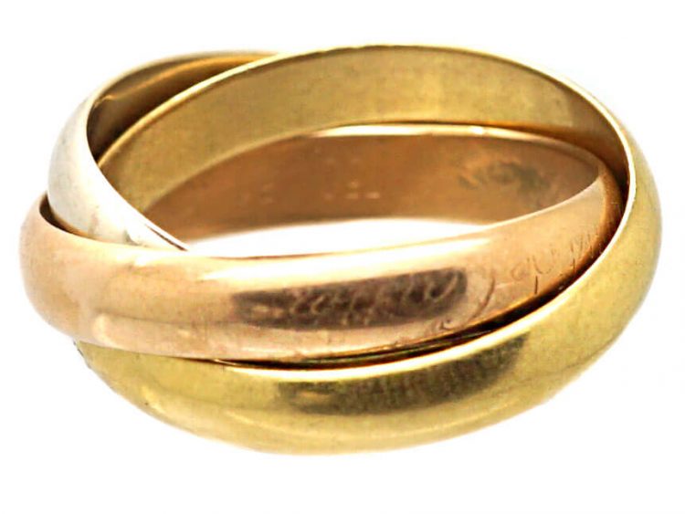 Vintage Les Must de Cartier Three Colour Gold Trinity Ring