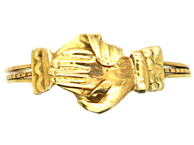 Victorian 18ct Gold Fede Ring with Hands & Hidden Heart