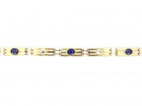 Edwardian 15ct Gold Narrow Gate Bracelet set with Sapphires & Diamonds