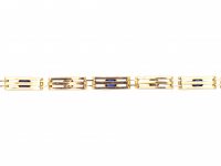 Edwardian 15ct Gold Narrow Gate Bracelet set with Sapphires & Diamonds