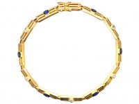 Edwardian 15ct Gold Narrow Gate Bracelet set with Sapphires & Diamonds