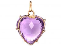 Edwardian 9ct Gold & Amethyst Heart Shaped Pendant