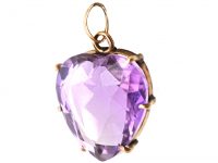 Edwardian 9ct Gold & Amethyst Heart Shaped Pendant