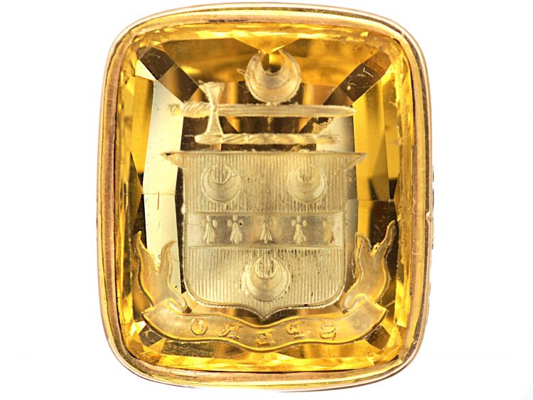 Georgian 9ct Gold Seal with Citrine Intaglio Base