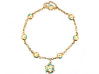 Victorian 15ct Gold & Turquoise Bracelet with 15ct Gold & Turquoise Locket