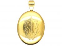 Victorian 18ct Gold Oval Locket set with an Emerald, Diamond and a Ruby