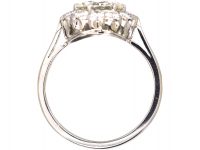 Mid 20th Century Platinum Diamond Cluster Ring set with 1.80 Carat Centre Diamond