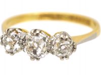 Early 20th Century 18ct Gold & Platinum, Three Stone Diamond Ring