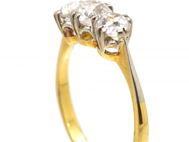 Early 20th Century 18ct Gold & Platinum, Three Stone Diamond Ring