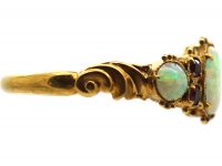 Early 19th Century 15ct Gold, Three Stone Opal & Ruby Ring