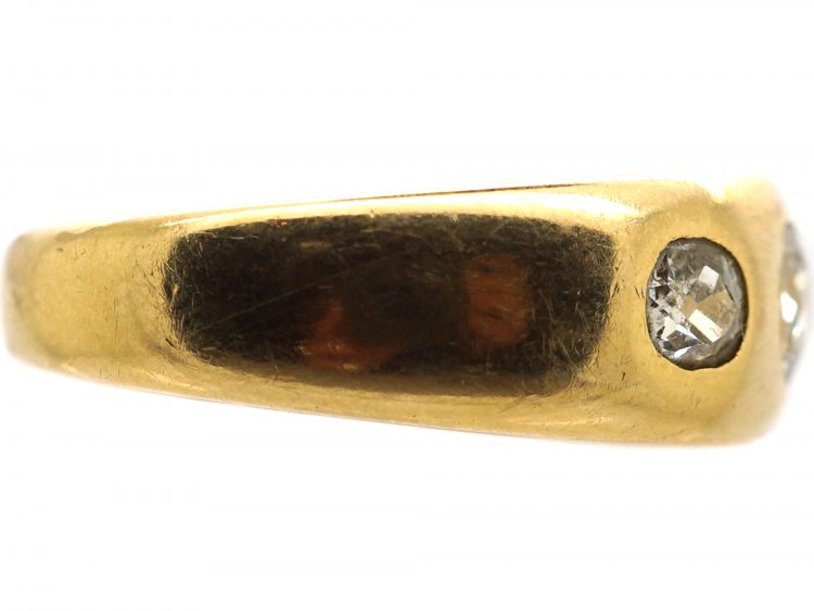 Victorian 18ct Gold, Three Stone Diamond Rub Over set Ring