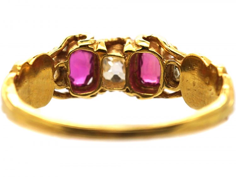 Early 19th Century 18ct Gold, Ruby & Diamond Five Stone Ring