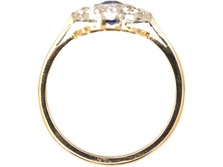 Edwardian 18ct Gold & Platinum, Sapphire & Diamond Cluster Ring