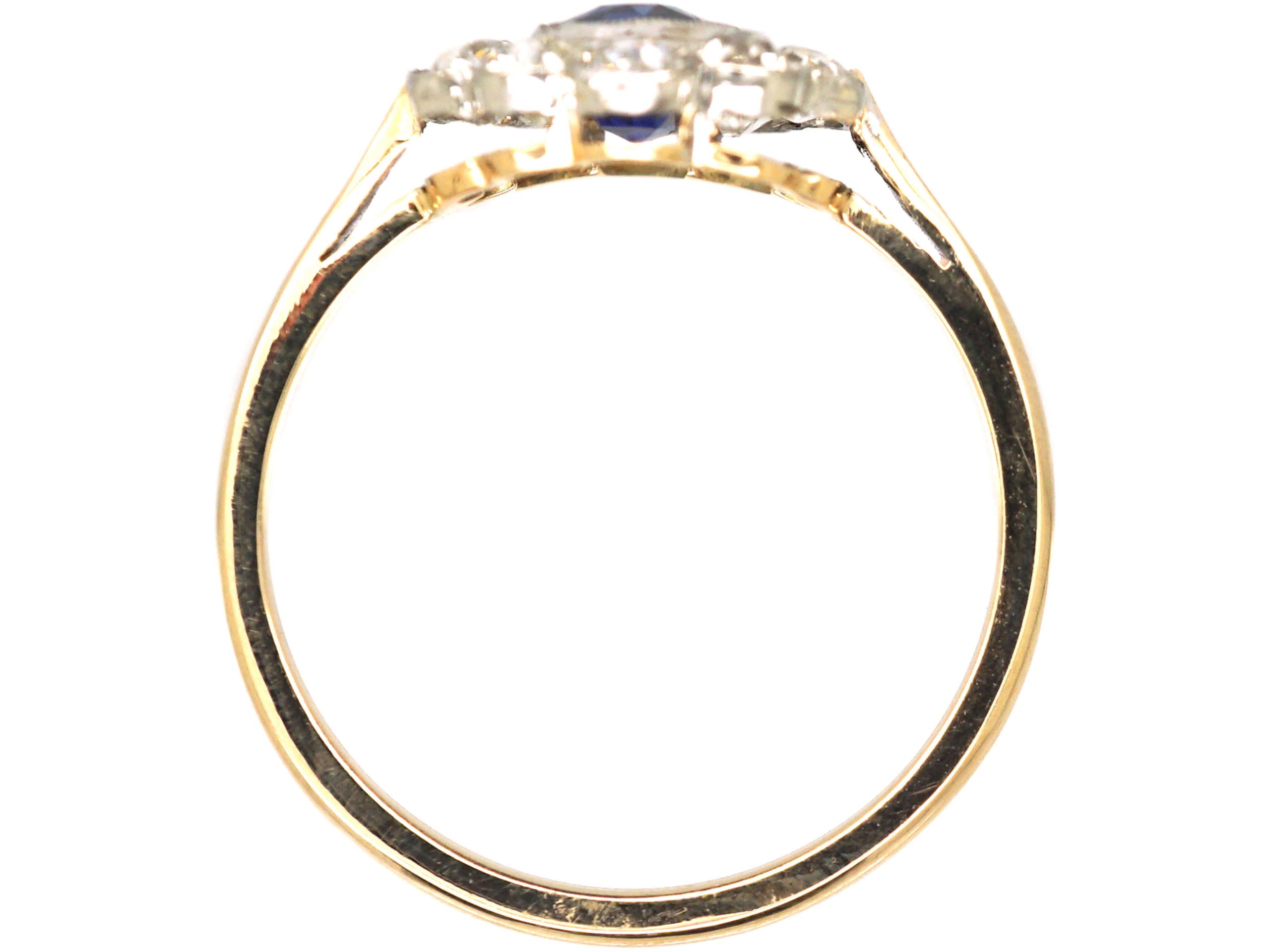 Edwardian 18ct Gold & Platinum, Sapphire & Diamond Cluster Ring (624X ...