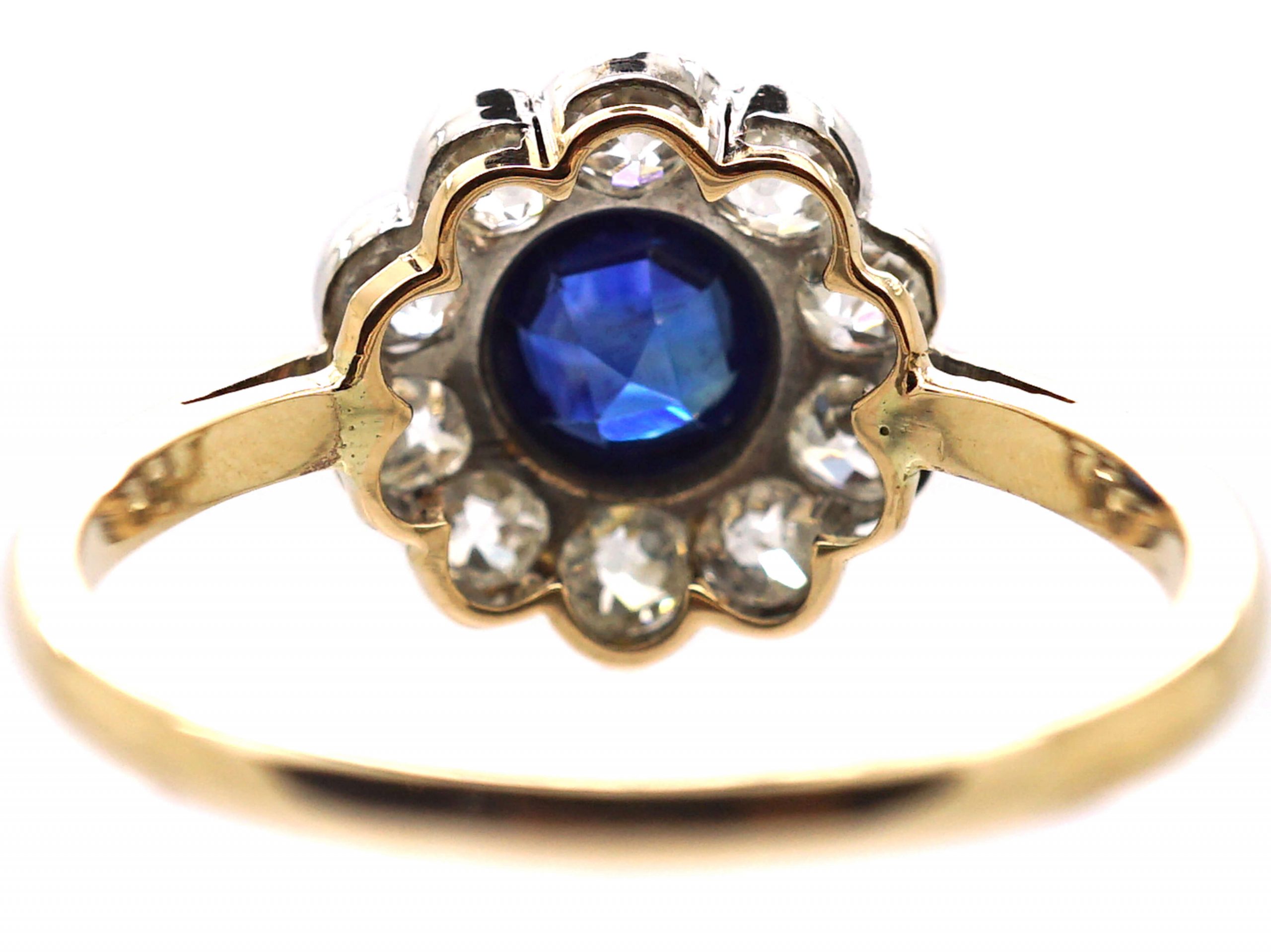 Edwardian 18ct Gold & Platinum, Sapphire & Diamond Cluster Ring (624X ...