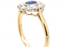 Edwardian 18ct Gold & Platinum, Sapphire & Diamond Cluster Ring