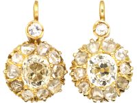 Late 19th Century 18ct Gold, Diamond Cluster Earrings