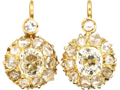 Late 19th Century 18ct Gold, Diamond Cluster Earrings