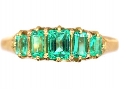 Victorian 18ct Gold, Five Stone Emerald Ring