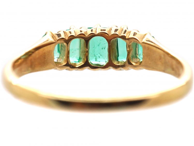 Victorian 18ct Gold, Five Stone Emerald Ring