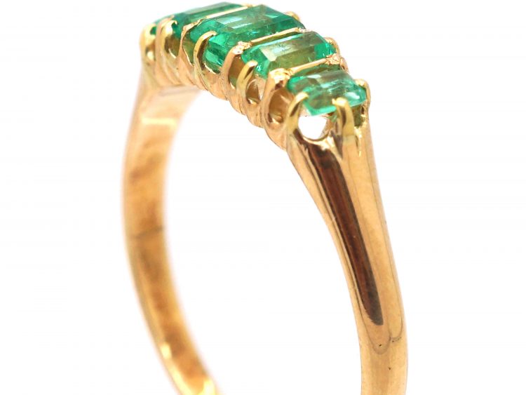 Victorian 18ct Gold, Five Stone Emerald Ring