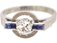 Art Deco Platinum Diamond & Sapphire Ring