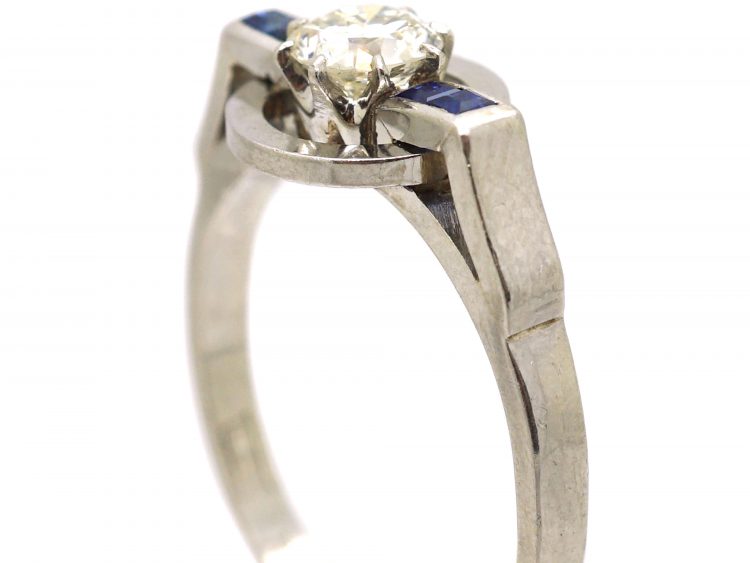 Art Deco Platinum Diamond & Sapphire Ring