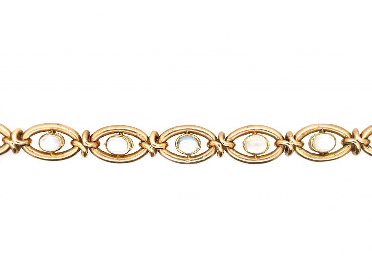 Edwardian 15ct Gold Bracelet set with Moonstones