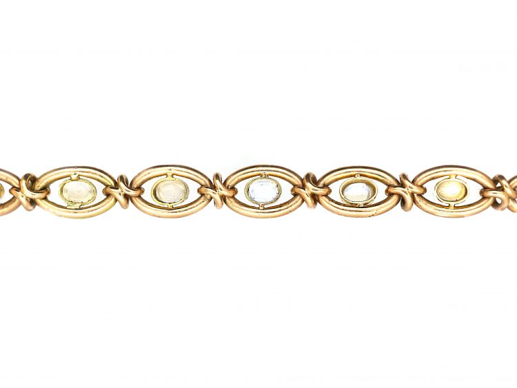 Edwardian 15ct Gold Bracelet set with Moonstones