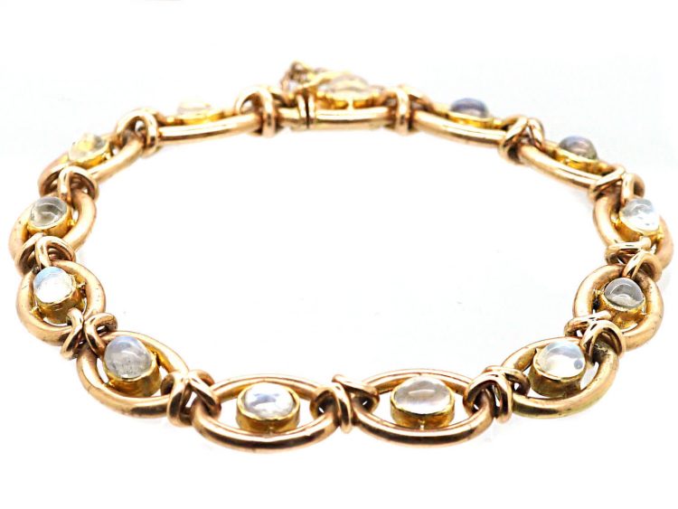 Edwardian 15ct Gold Bracelet set with Moonstones