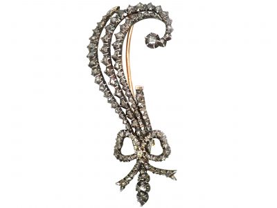 Georgian 9ct Gold & Silver, Aigrette Brooch set with Rose Diamonds