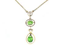 Edwardian 15ct Gold, Green Garnet & Diamond Necklace