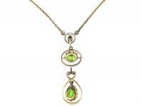 Edwardian 15ct Gold, Green Garnet & Diamond Necklace