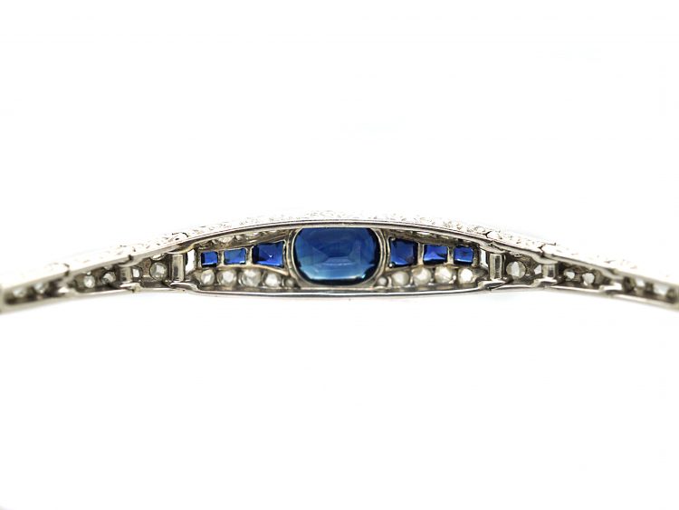 Art Deco Platinum, Sapphire & Rose Diamond Bracelet