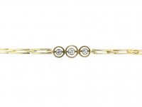 Early 20th Century 14ct Gold Bracelet set with Three Diamonds