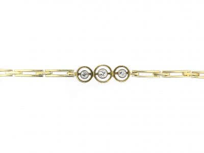 Early 20th Century 14ct Gold Bracelet set with Three Diamonds