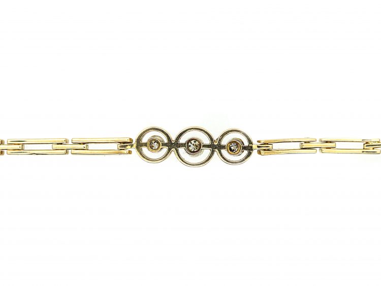 Early 20th Century 14ct Gold Bracelet set with Three Diamonds