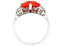 Art Deco Platinum, Fire Opal & Diamond Ring