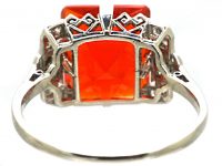 Art Deco Platinum, Fire Opal & Diamond Ring